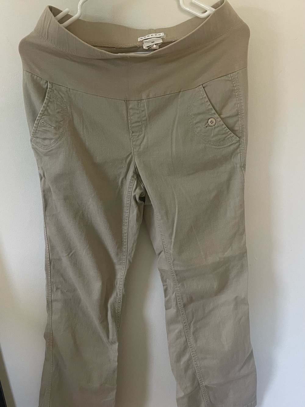 Motherhood Maternity Beige Pants – Straight Leg – Flap Pockets – Size S